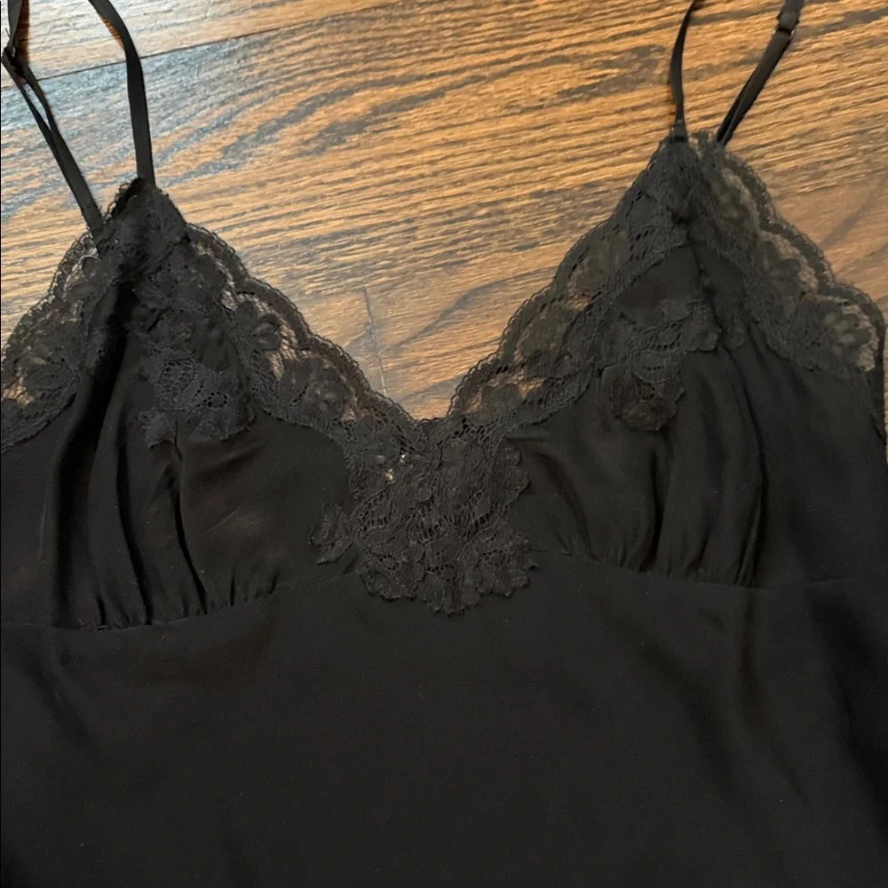 Goldhawk Black silk Lace-Trim Camisole Tank Top - Picture 3 of 8